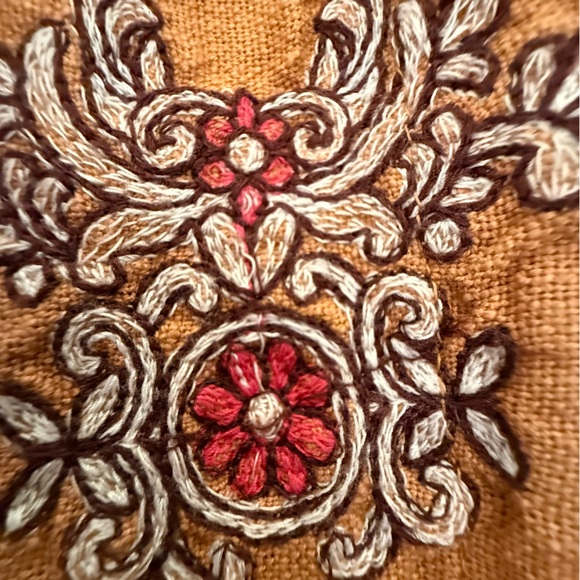 Anthropologie Meghan Embroidered Faux Wrap Mini Skirt Rust Orange Size 4 - Picture 11 of 16